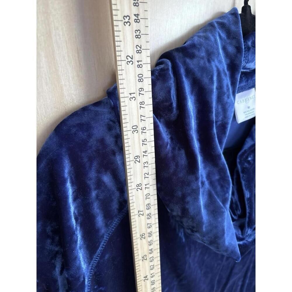 Cabernet Crushed Velvet Cowl Neck Oversized Top Ankle Pants Blue Medium M - Picture 8 of 9